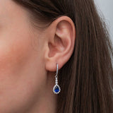 Drop Earrings - Silver-Tone Blue Teardrop Zircon Dangle