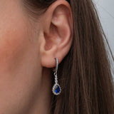 Drop Earrings - Silver-Tone Blue Teardrop Zircon Dangle