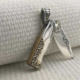 Men's Sterling Silver Ornate Folding Knife Pendant
