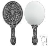 Antique Silver Ornate Tulip Motif Handheld Mirror