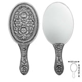 Hand Mirror - Sterling Silver Ornate Daisy & Rose Floral