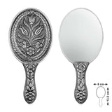 Sterling Silver Hand Mirror - Ornate Floral Embossed Tulip Design