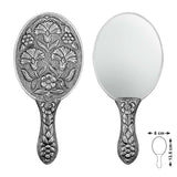 Sterling Silver Handheld Mirror - Ornate Floral Carnation Motif