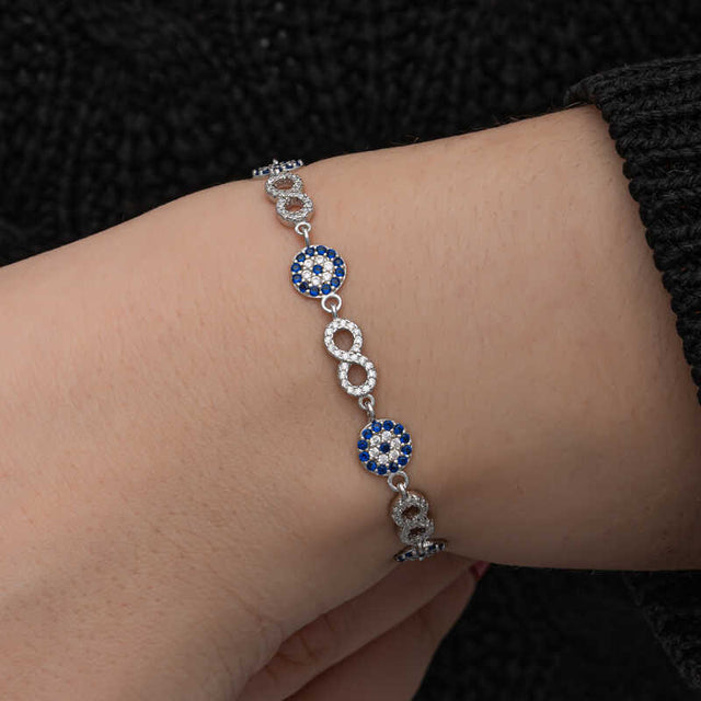 Bracelet - Silver-Tone Sparkling Infinity Evil Eye Charm