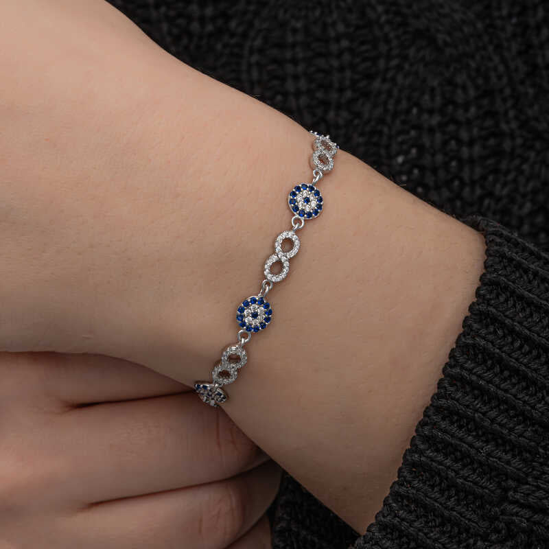 Bracelet - Silver-Tone Sparkling Infinity Evil Eye Charm