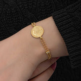 Gold Plated Silver Tugra Coin Bracelet - Heritage Elegance