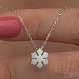 Collar de Plata de Ley - Colgante Minimalista de Copo de Nieve para Mujer
