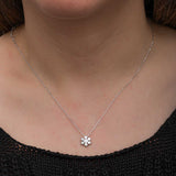 Collar de Plata de Ley - Colgante Minimalista de Copo de Nieve para Mujer