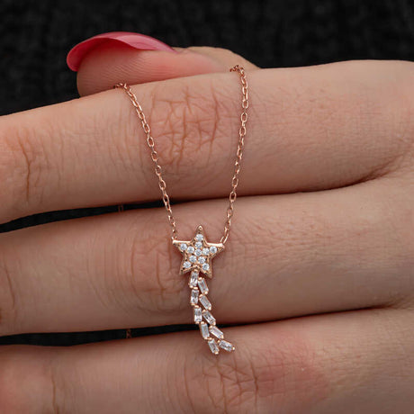 Necklace - Rose Gold Plated Sterling Silver Shooting Star