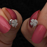 Stud Earrings - Sterling Silver Four-Leaf Clover Dainty Luck Charm