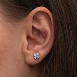 Stud Earrings - Sterling Silver Four-Leaf Clover Dainty Luck Charm