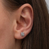Stud Earrings - Sterling Silver Four-Leaf Clover Dainty Luck Charm
