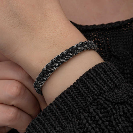 Sterling Silver Bracelet - Two-Tone Kazaziye Braided Rope Design