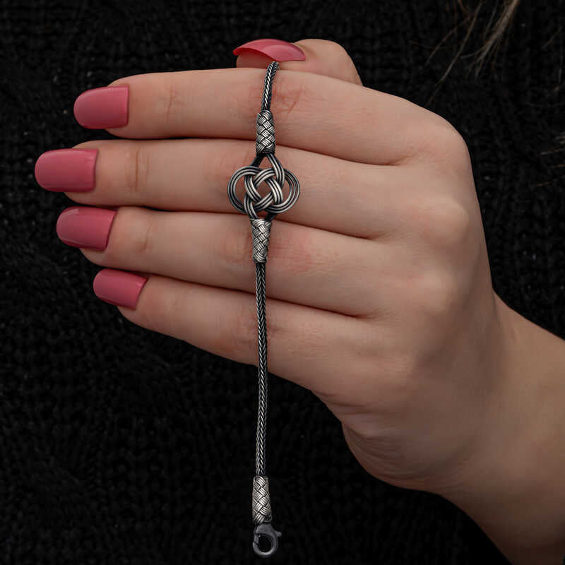 Sterling Silver Kazaziye Woven Knot Bracelet - Artisan Handcrafted Design