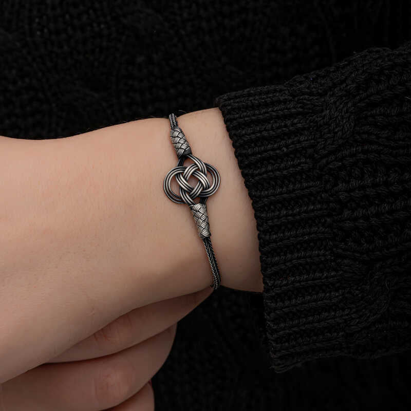 Sterling Silver Kazaziye Woven Knot Bracelet - Artisan Handcrafted Design