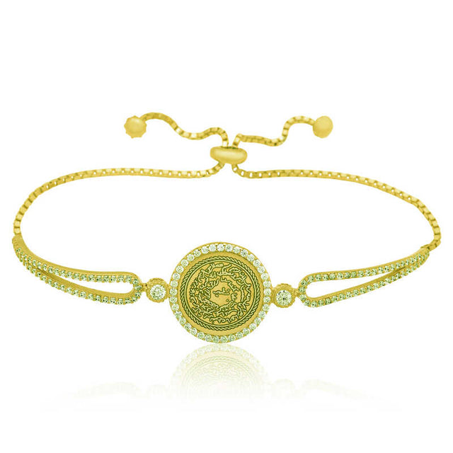 Gold Plated Kitmir Medallion Bracelet - Sparkling Adjustable Design