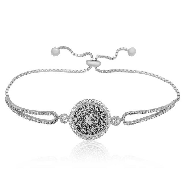 Sterling Silver Kitmir Medallion Adjustable Bracelet