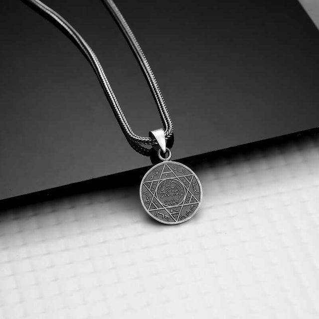 Sterling Silver Necklace - Symbolic Seal of Solomon Pendant