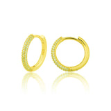 Hoop Earrings - Dainty Gold Plated Sterling Silver Pave Sparkle