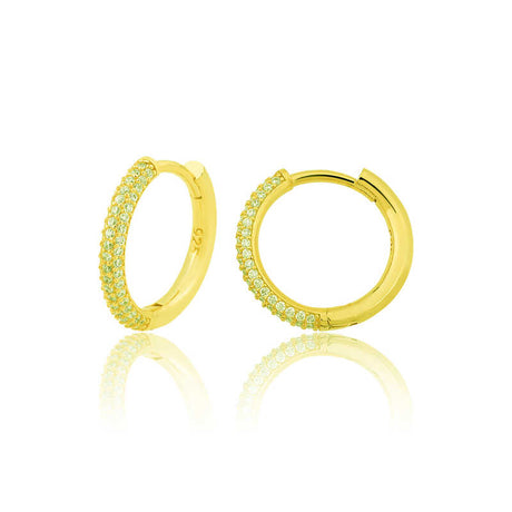 Hoop Earrings - Dainty Gold Plated Sterling Silver Pave Sparkle