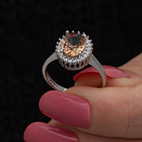 Sterling Silver Oval Zultanite Halo Ring for Women
