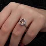 Sterling Silver Oval Zultanite Halo Ring for Women