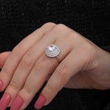 Sterlingsilber-Halo-Ring – Funkelnder Cubic-Zirkonia-Statement-Ring