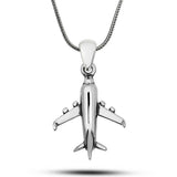Sterling Silver Airplane Pendant Necklace - Aviation Charm