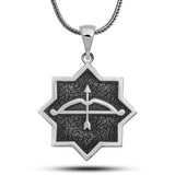 Sterling Silver Bow & Arrow Eight-Pointed Star Pendant Necklace