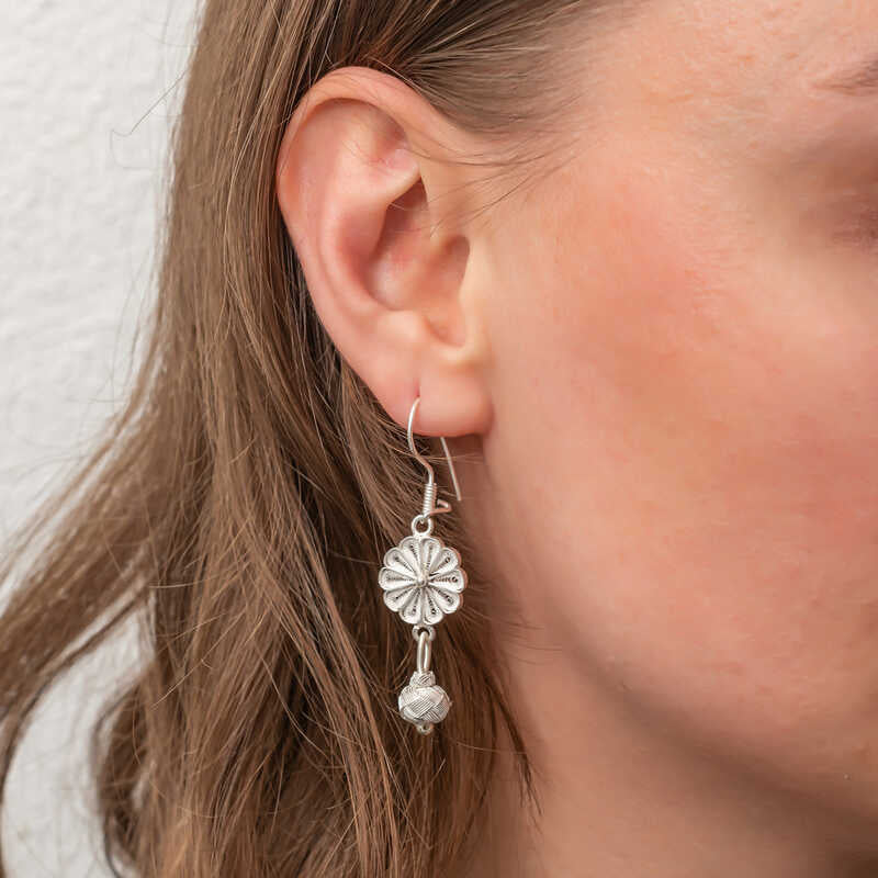 Drop Earrings - Sterling Silver Trabzon Kazaz Floral Design