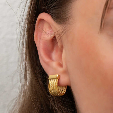 Sterling Silver Gold-Tone Woven Mesh Fringe Earrings