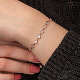 Bracelet - Elegant Rose Gold Plated White Stone Bezel Set