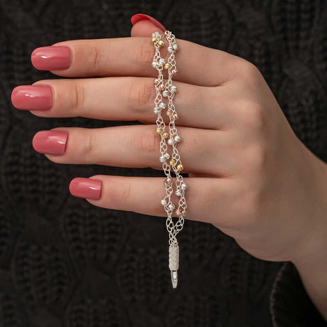 Sterling Silver - Multi-Tone Shimmering Bead Chain Bracelet