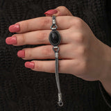Sterling Silver Black Onyx Kazaziye Bracelet - Handcrafted Woven Design