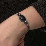 Sterling Silver Black Onyx Kazaziye Bracelet - Handcrafted Woven Design