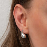 Sterling Silver Teardrop Stud Earrings - Polished Minimalist Design