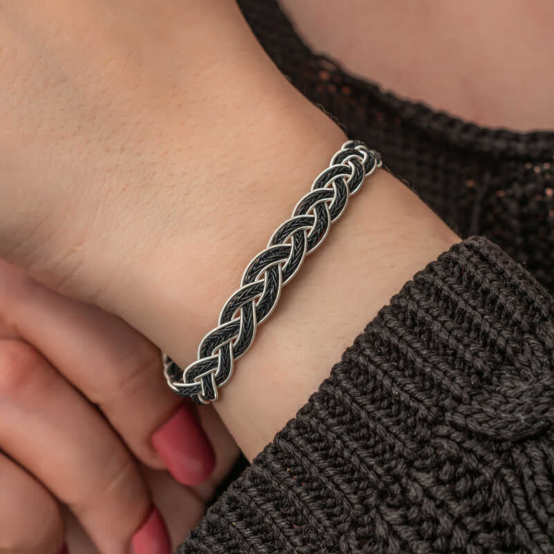 Silver Kazaziye Braided Bracelet - Hand-Woven Artisan Style