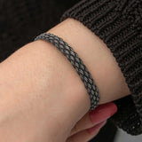 Silver Braided Bracelet - Handcrafted Kazaziye Weave Design