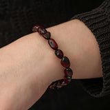 Bracelet - Natural Dark Cherry Amber Tumbled Stone Stretch
