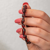 Bracelet - Natural Dark Cherry Amber Tumbled Stone Stretch