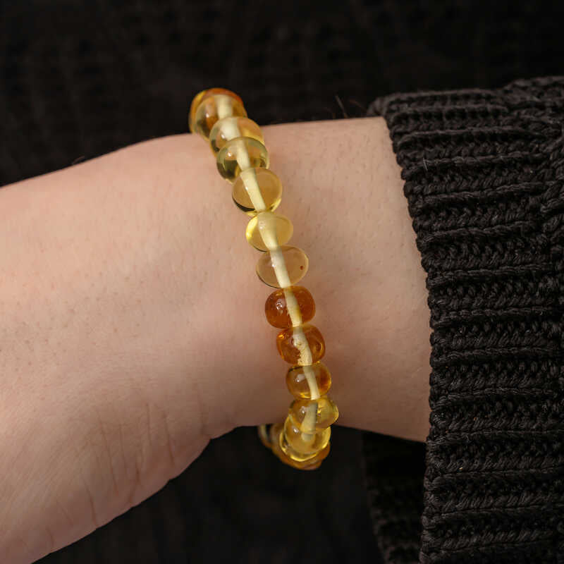 Amber Bead Bracelet - Polished Natural Gemstone Design