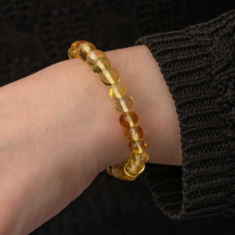 Amber Bead Bracelet - Polished Natural Gemstone Design