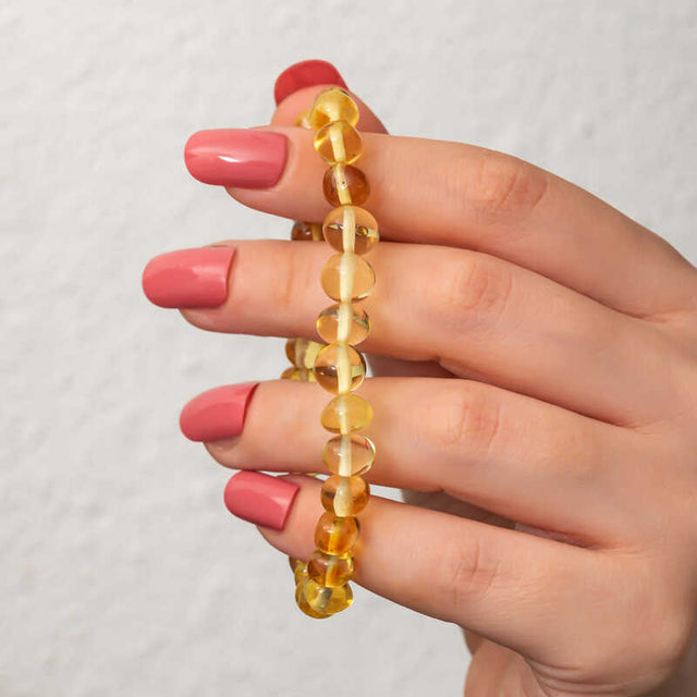 Amber Bead Bracelet - Natural Polished Gemstone Design