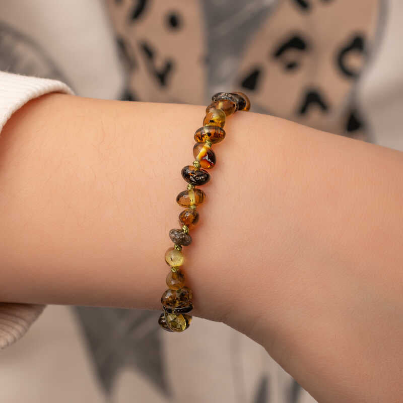 Baby Bracelet - Natural Baltic Amber Tumbled Beads