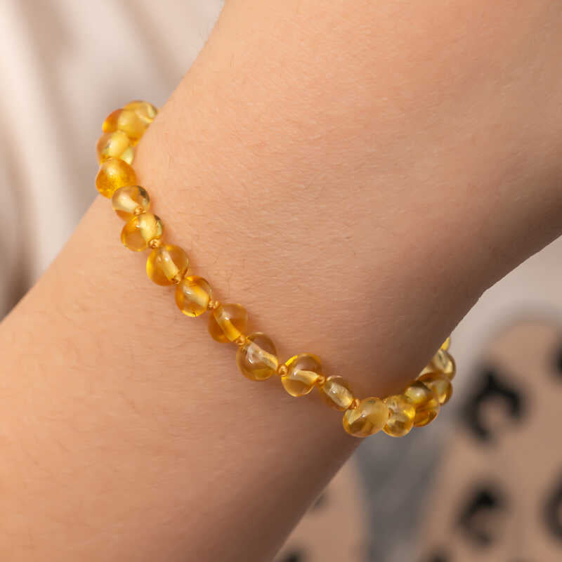 Amber Beaded Bracelet - Natural Polished Nugget Style
