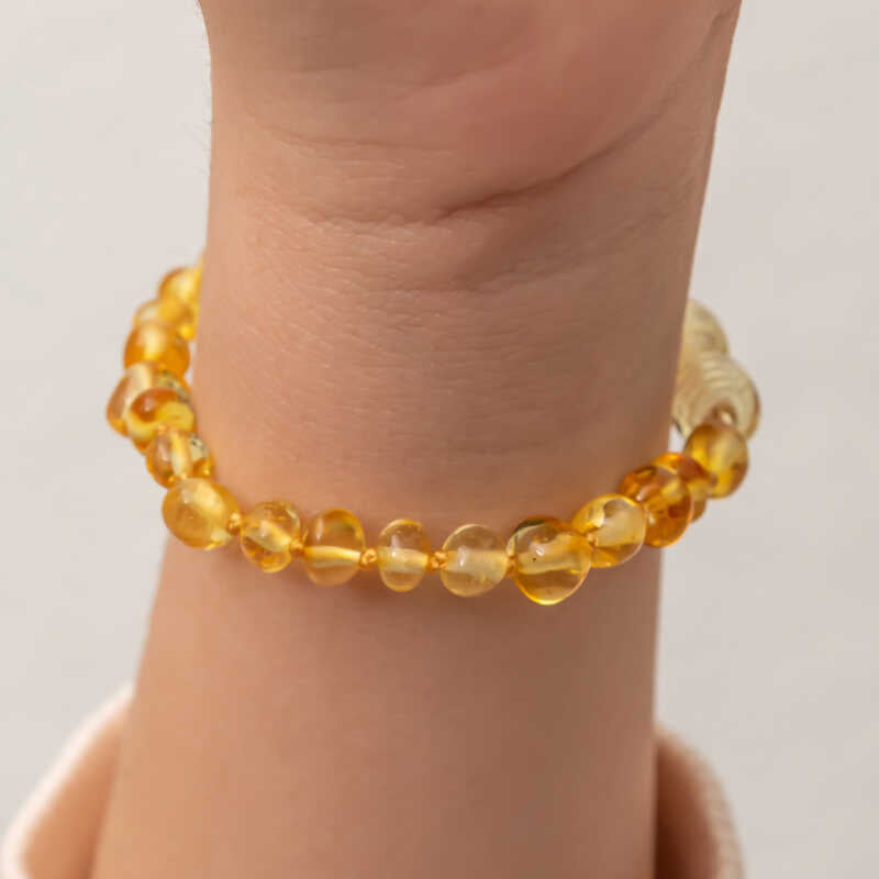 Amber Beaded Bracelet - Natural Polished Nugget Style