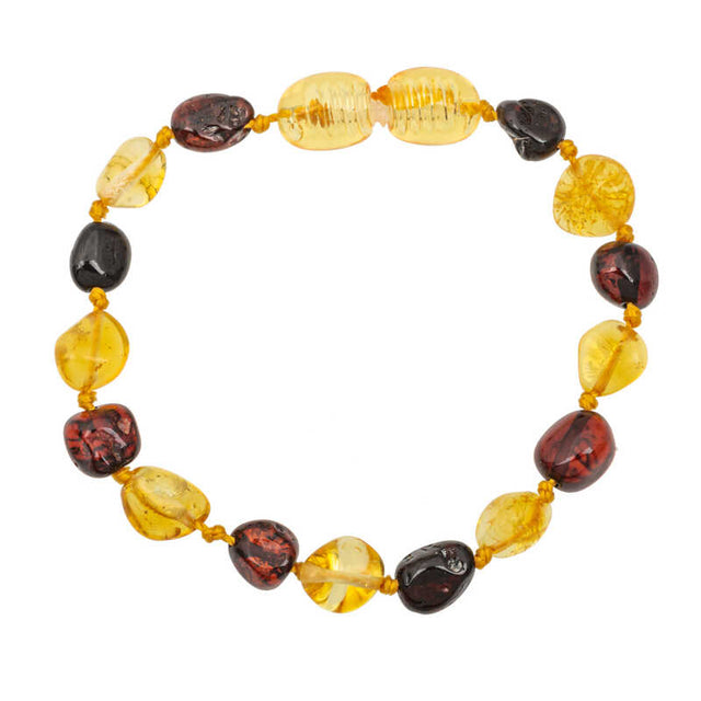 Bracelet - Natural Multi-Color Amber Tumbled Bead Design