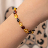 Bracelet - Natural Multi-Color Amber Tumbled Bead Design