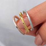 Tri-Color Stackable Band Rings - Delicate Textured Sterling Silver Set