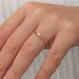 خاتم فضة استرلينية مطلي بالذهب الوردي - شريط مزدوج الملمس بتصميم أجدا